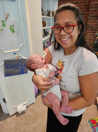 Rowena holding Robbie
